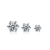 Sterling Silver Simple Style Shiny GRA Certificate Inlay Geometric Moissanite Ear Studs main image 3