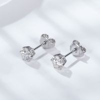 Sterling Silver Simple Style Shiny GRA Certificate Inlay Geometric Moissanite Ear Studs main image 1