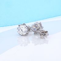 Sterling Silver Simple Style Shiny GRA Certificate Inlay Round Moissanite Ear Studs main image 2