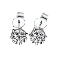 Sterling Silver Simple Style Shiny GRA Certificate Inlay Round Moissanite Ear Studs main image 3