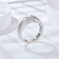 Sterling Silver Simple Style GRA Certificate Inlay Solid Color Moissanite Rings main image 4