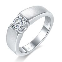 Sterling Silver Simple Style GRA Certificate Inlay Solid Color Moissanite Rings sku image 3