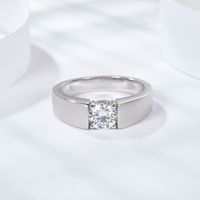 Sterling Silver Simple Style GRA Certificate Inlay Solid Color Moissanite Rings main image 1