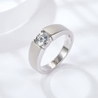 Sterling Silver Simple Style GRA Certificate Inlay Solid Color Moissanite Rings main image 3