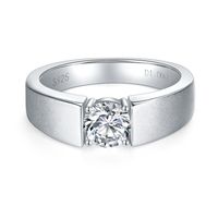 Sterling Silver Simple Style GRA Certificate Inlay Solid Color Moissanite Rings main image 2