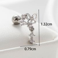 1 Piece Casual French Style Heart Shape Butterfly Hollow Out Inlay Copper Zircon Ear Studs main image 4