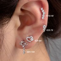 1 Piece Casual French Style Heart Shape Butterfly Hollow Out Inlay Copper Zircon Ear Studs main image 1