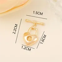 1 Piece 22*15mm Copper 18K Gold Plated Heart Shape Polished Jewelry Buckle sku image 1