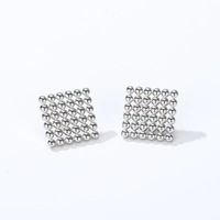 1 Pair Classical Argyle 201 Stainless Steel Gold Plated Ear Studs main image 4