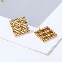 1 Pair Classical Argyle 201 Stainless Steel Gold Plated Ear Studs main image 3