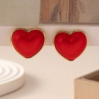 1 Pair Classic Style Heart Shape Plastic Zinc Alloy Ear Studs sku image 1