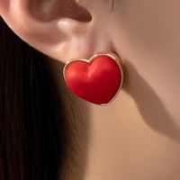1 Pair Classic Style Heart Shape Plastic Zinc Alloy Ear Studs main image 1