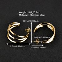 1 Pair Simple Style Geometric Polishing Hollow Out 201 Stainless Steel 18K Gold Plated Ear Studs main image 5