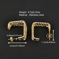 1 Pair Simple Style Geometric Polishing Hollow Out 201 Stainless Steel 18K Gold Plated Ear Studs main image 7