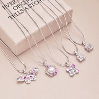 Sterling Silver Simple Style Classic Style Inlay U Shape Insect Heart Shape Zircon Pendant Necklace main image 3