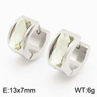 1 Pair Simple Style Shiny Round Solid Color Plating Inlay Stainless Steel Glass 18K Gold Plated Earrings sku image 2