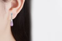 1 Pair Sweet Water Droplets Tassel Inlay Copper Opal Drop Earrings main image 6