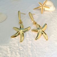 1 Pair Casual Beach Tropical Starfish Alloy K Gold Plated Drop Earrings main image 4
