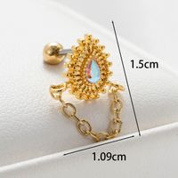 1 Piece Casual French Style Shiny Water Droplets Heart Shape Butterfly Chain Inlay Copper Zircon Ear Studs main image 2