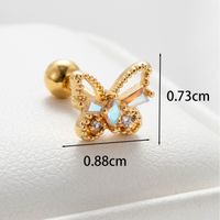 1 Piece Casual French Style Shiny Water Droplets Heart Shape Butterfly Chain Inlay Copper Zircon Ear Studs main image 4