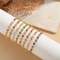 Copper 14K Gold Plated Vintage Style Inlay Color Block Zircon Bracelets main image 1
