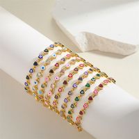 Copper 14K Gold Plated Vintage Style Inlay Color Block Zircon Bracelets main image 5