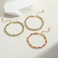 Copper 14K Gold Plated Vintage Style Inlay Color Block Zircon Bracelets main image 6