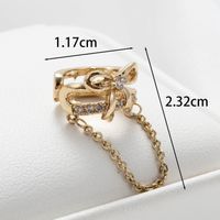 1 Piece Casual French Style Heart Shape Butterfly Bow Knot Chain Inlay Copper Zircon Earrings Ear Studs main image 2