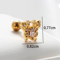 1 Piece Casual French Style Heart Shape Butterfly Bow Knot Chain Inlay Copper Zircon Earrings Ear Studs main image 3