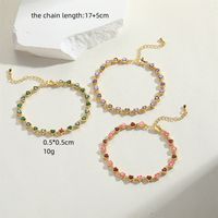 Copper 14K Gold Plated Vintage Style Inlay Color Block Zircon Bracelets main image 2