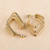 1 Pair Simple Style Geometric Polishing Hollow Out 201 Stainless Steel 18K Gold Plated Ear Studs sku image 7