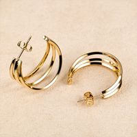 1 Pair Simple Style Geometric Polishing Hollow Out 201 Stainless Steel 18K Gold Plated Ear Studs sku image 6