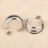 1 Pair Simple Style Geometric Polishing Hollow Out 201 Stainless Steel 18K Gold Plated Ear Studs sku image 2