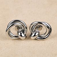1 Pair Simple Style Geometric Polishing Hollow Out 201 Stainless Steel 18K Gold Plated Ear Studs sku image 1
