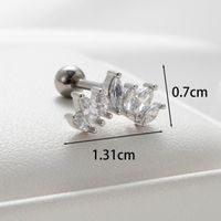 1 Piece Casual French Style Shiny Rhombus Butterfly Inlay Copper Zircon Cartilage Earrings main image 3