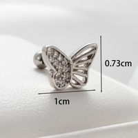 1 Piece Casual French Style Shiny Rhombus Butterfly Inlay Copper Zircon Cartilage Earrings sku image 2