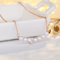 Sterling Silber Versilbert Einfacher Stil Glänzend Inlay Herzform Fuchs Künstliche Perlen Zirkon Halskette main image 5