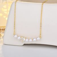 Sterling Silver Silver Plated Simple Style Shiny Inlay Heart Shape Fox Artificial Pearls Zircon Necklace sku image 1