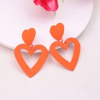 1 Pair Simple Style Heart Shape Spray Paint Alloy Drop Earrings sku image 9