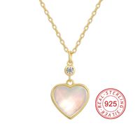 Sterling Silver 14K Gold Plated IG Style Shiny Inlay Star Heart Shape Shell Zircon Pendant Necklace sku image 3