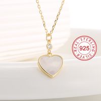 Sterling Silver 14K Gold Plated IG Style Shiny Inlay Star Heart Shape Shell Zircon Pendant Necklace main image 5
