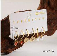 1 Set Casual Leaves Flower Inlay Copper Artificial Pearls Zircon 14K Gold Plated Ear Cuffs Earrings main image 2