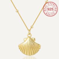 Sterling Silver 14K Gold Plated IG Style Simple Style Hollow Out Inlay Round Rhombus Shell Shell Zircon Pendant Necklace main image 3