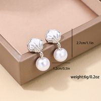 1 Piece Simple Style Classic Style Shell Inlay Alloy Pearl Drop Earrings main image 5