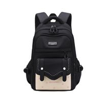 Waterproof 20 Inch Color Block Solid Color Casual School School Backpack main image 1