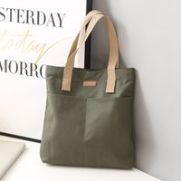 Women's Large Canvas Solid Color Basic Preppy Style Square Zipper Canvas Bag sku image 2