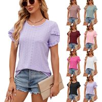 Women's T-shirt Short Sleeve T-Shirts Patchwork Streetwear Solid Color main image 1