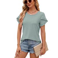 Women's T-shirt Short Sleeve T-Shirts Patchwork Streetwear Solid Color main image 2
