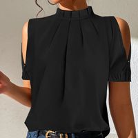 Women's T-shirt Short Sleeve Blouses Simple Style Solid Color main image 4