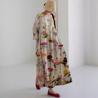 Frau Normales Kleid Ferien Rundhals Drucken Tasche Kurzarm Blume Midi-Kleid Täglich Strand main image 4